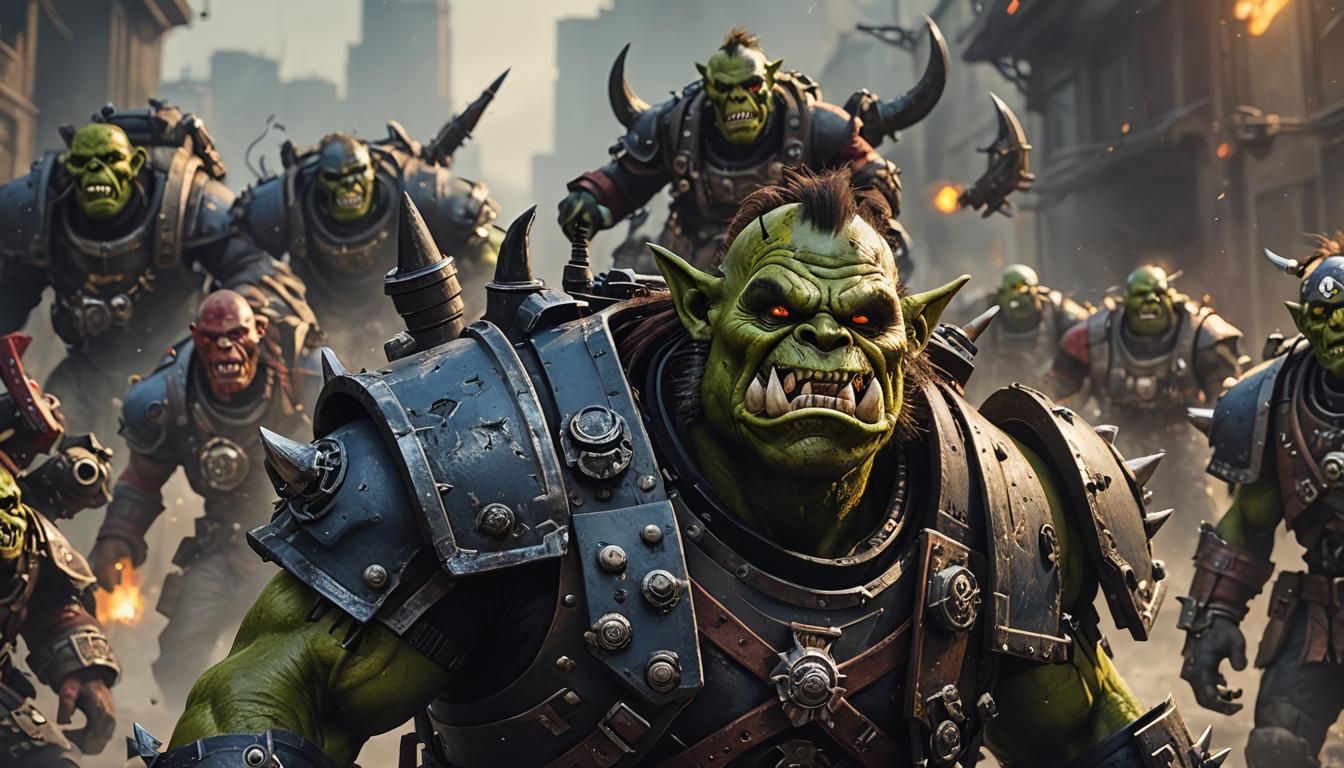 Detailed Portrait of an Ork Boy from Warhammer 40k