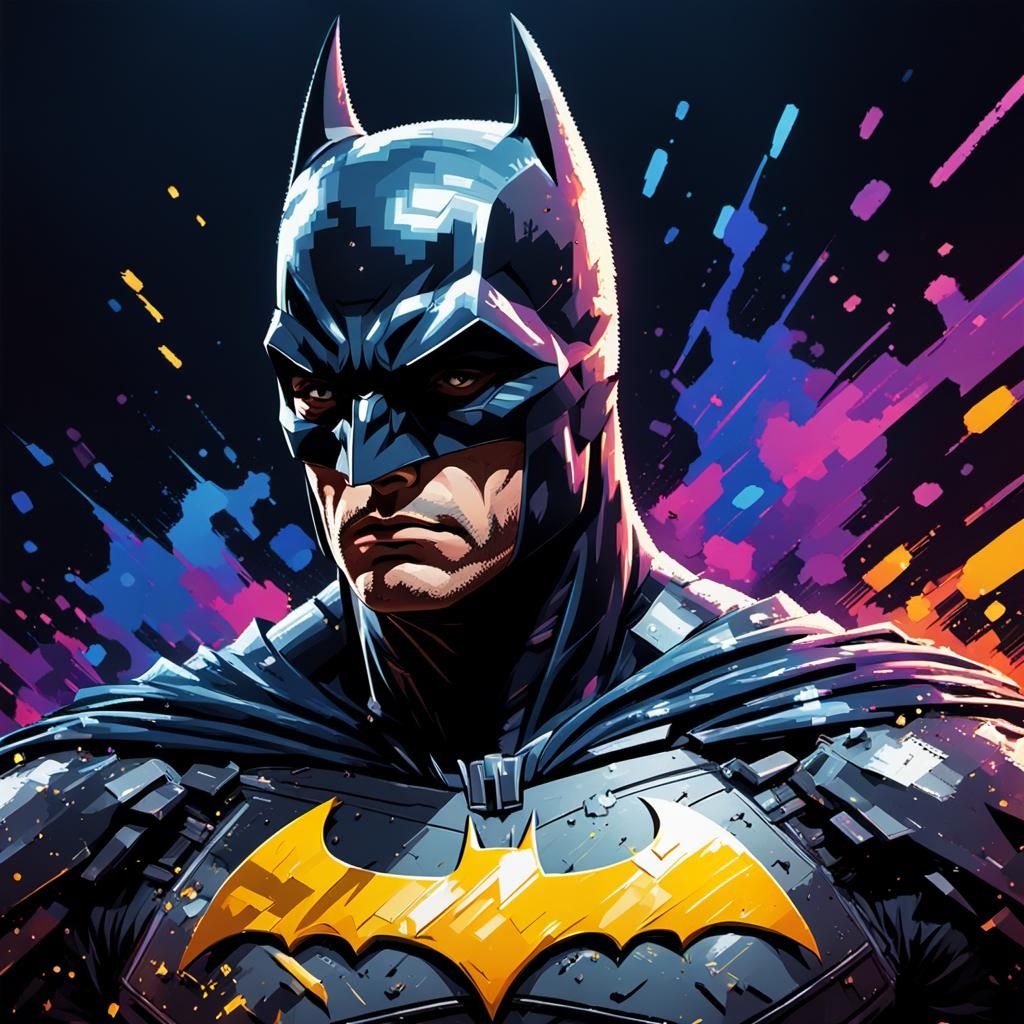 Pixelated Batman: Hyperrealistic Video Game Concept Art