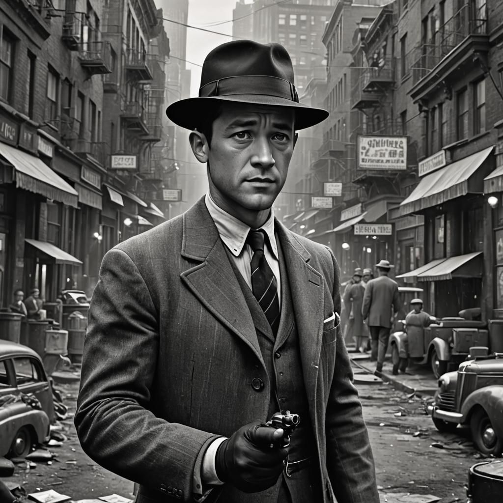 Joseph Gordon-Levitt as 1940s Detective, Detailed Portrait