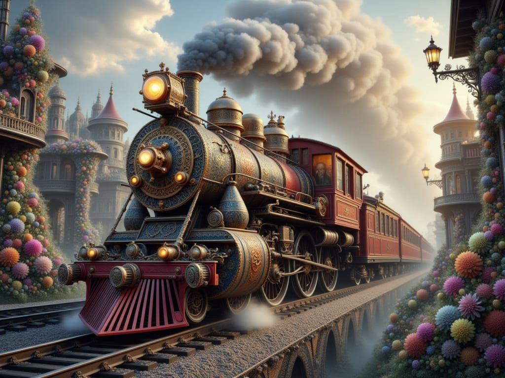 Magnificent Steam Train Chugs Through Steampunk City in Indu...