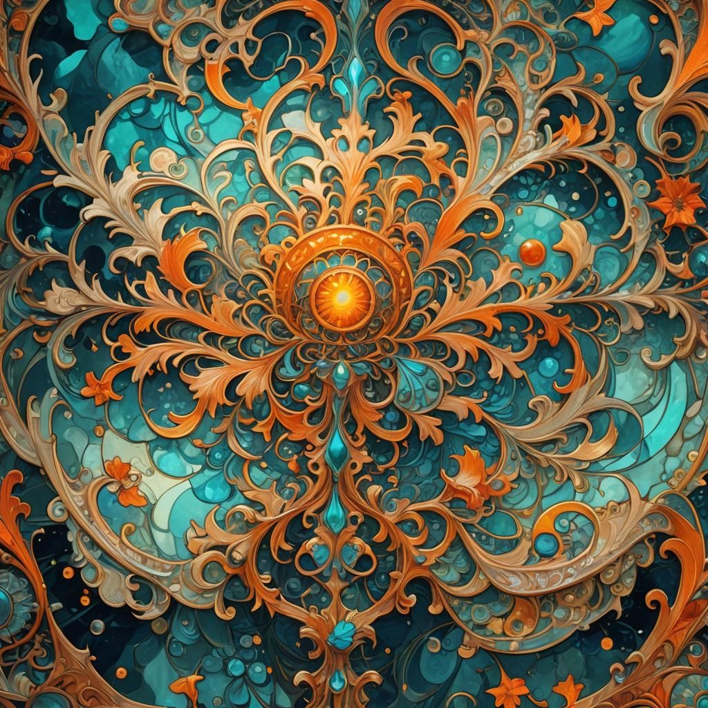 Baroque Tapestry Washed in Mystical Glowing Dryer