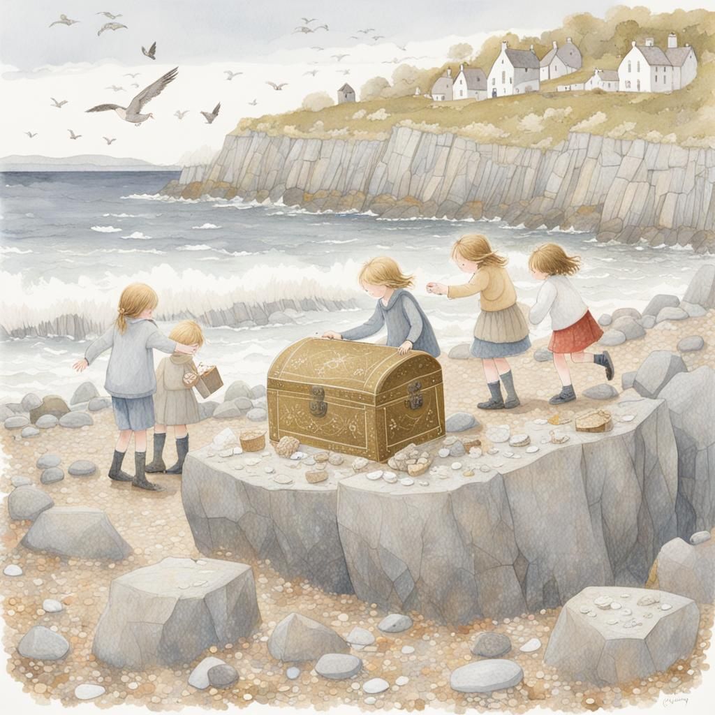 Children's Book Illustration: Treasure Found on the Beach