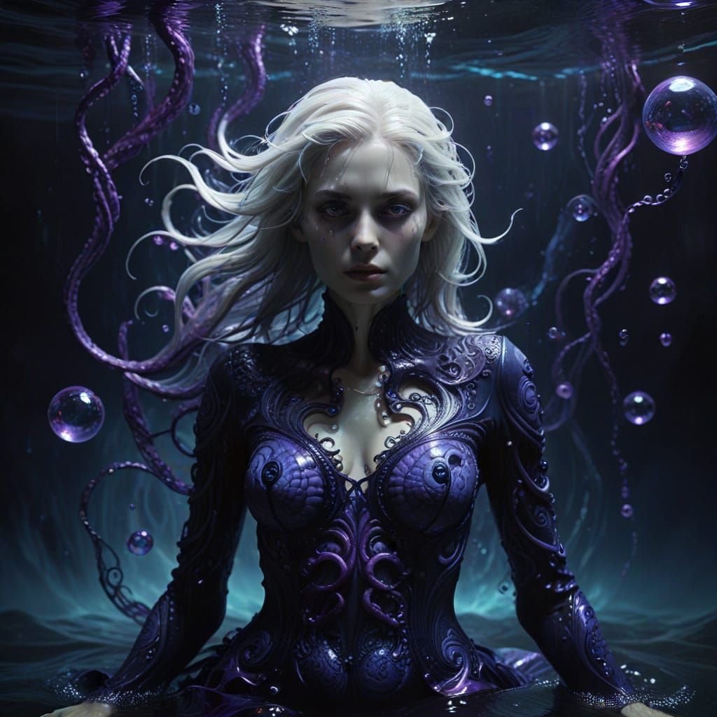Surreal Underwater Ursula in Dark Fantasy Style
