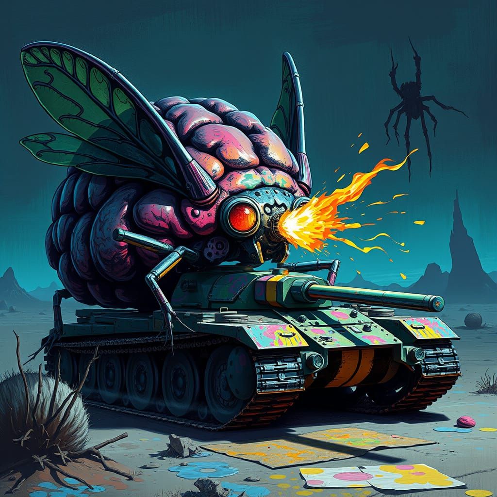 Giant Brainshaped Bug Unleashes Nighttime Badlands Assault