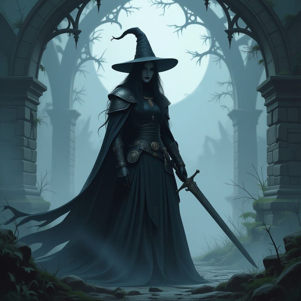Gothic Sorceress Warrior in Sinister Style