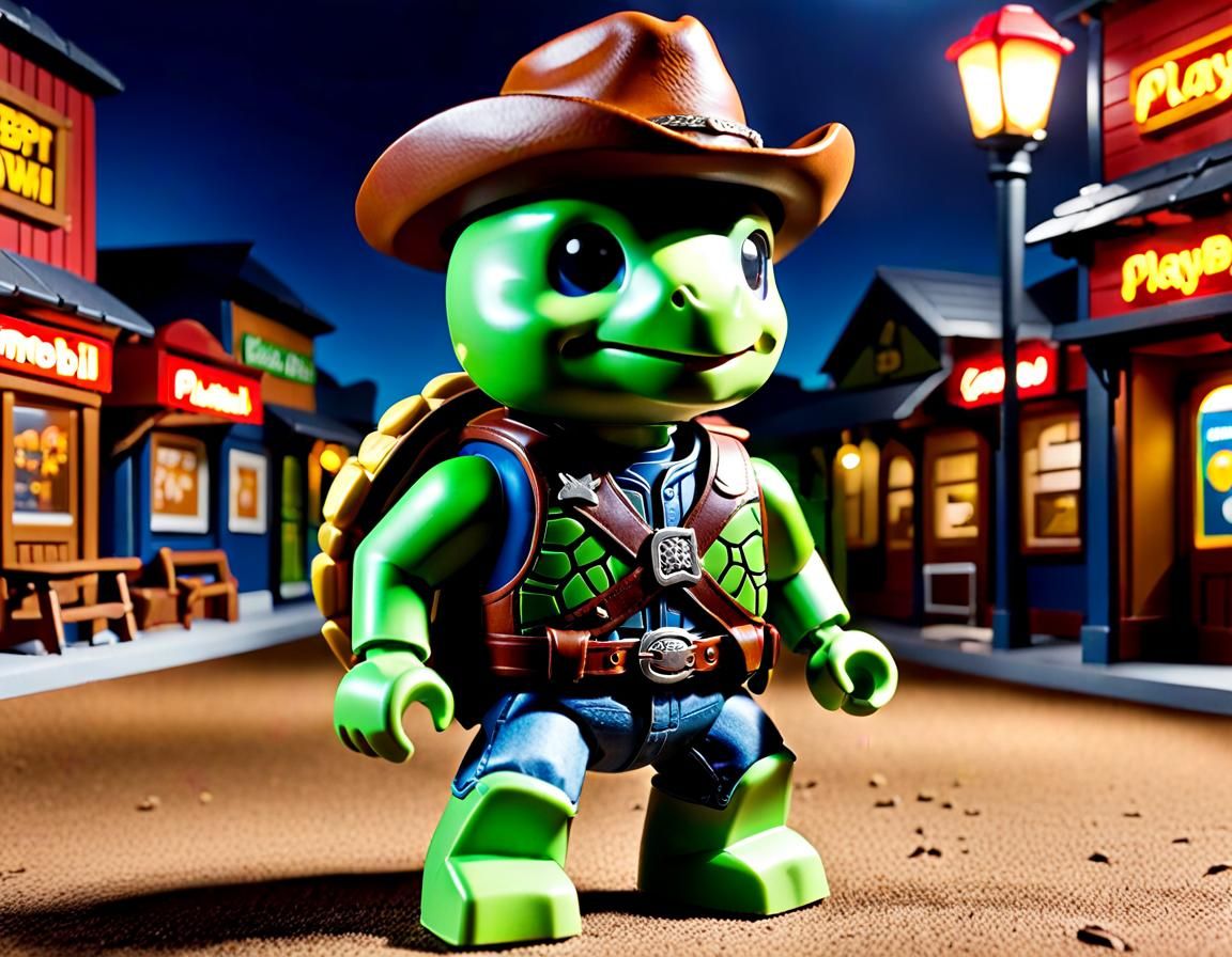 Playmobil Cowboy Turtle Toy in Western Town