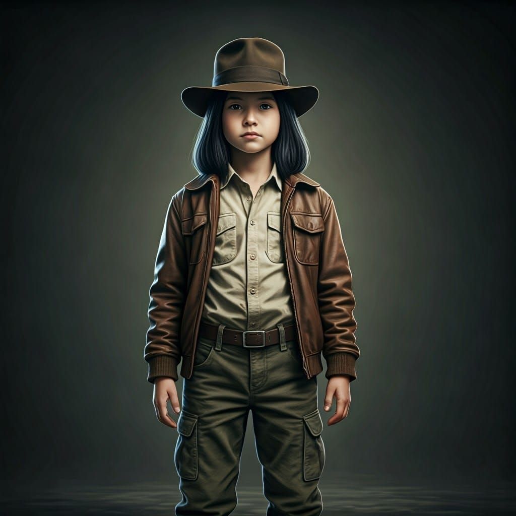 Confident Girl in Indiana Jones Outfit, Fantasy Art
