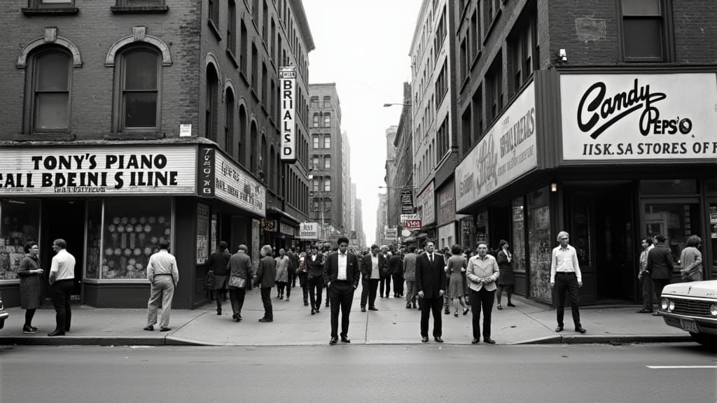 1960s New York Street Scene in Black and White