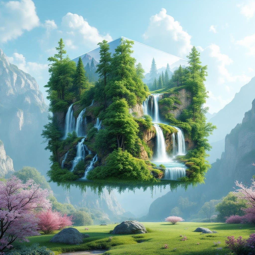 Surreal Fantasy Cube of Nature's Wonders