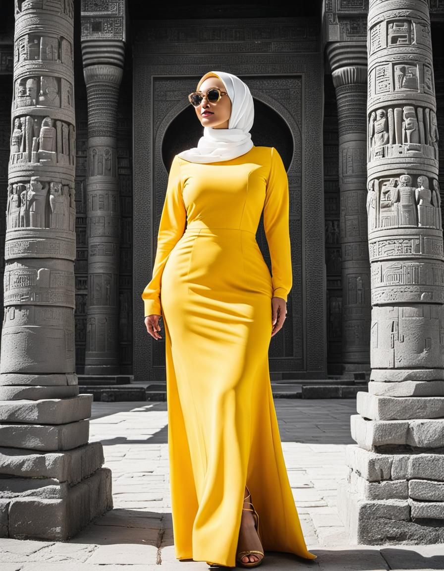 Gorgeous Woman in Hijab Near Karnak Temple