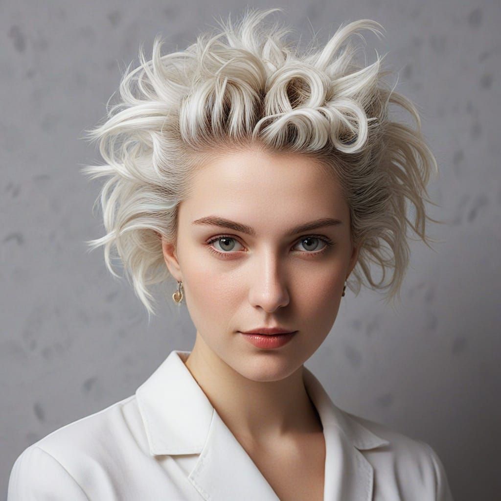 White Hedgehog Hairstyle Inspired by Matisse and Kandinsky