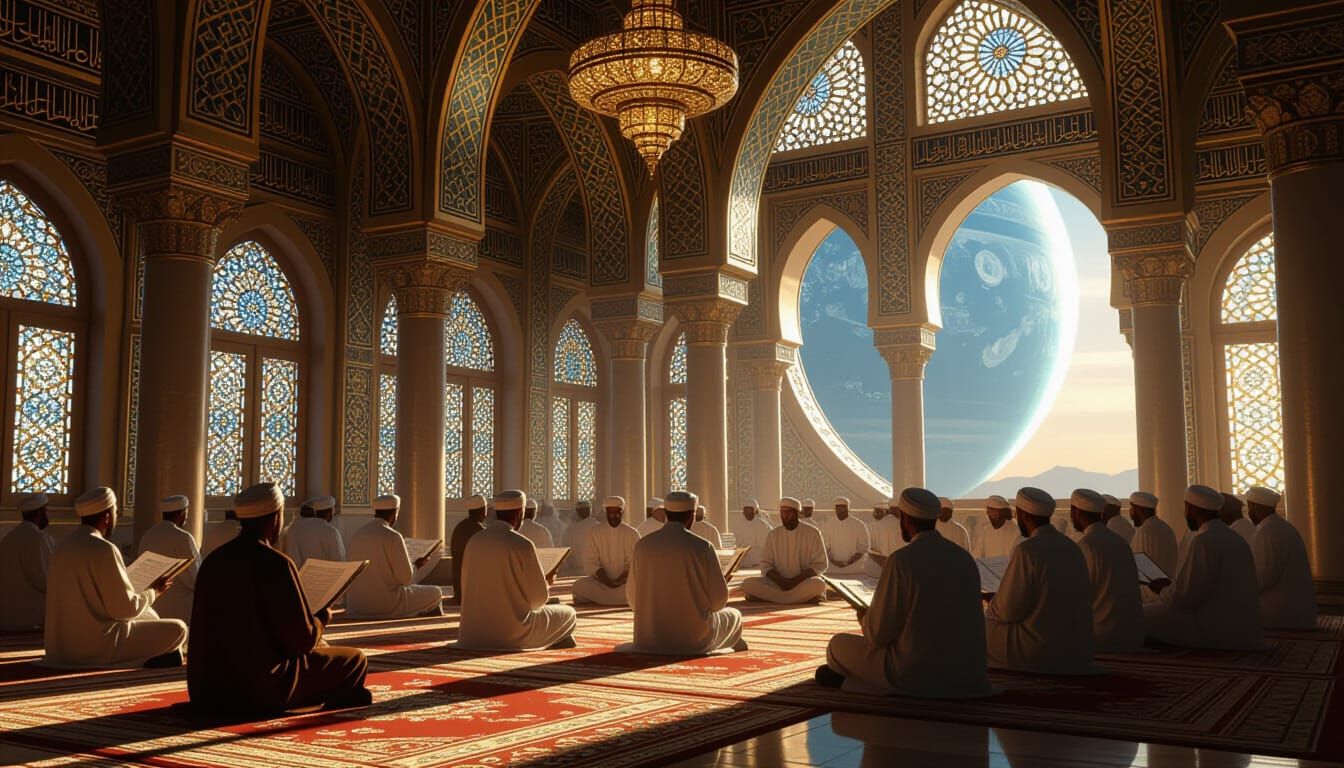 Space Station Mosque: Scholars in Baroque Style