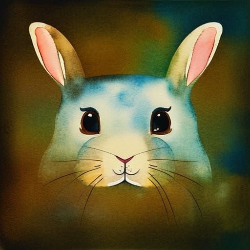 Dreamlike Watercolor Rabbit in Golden Ratio