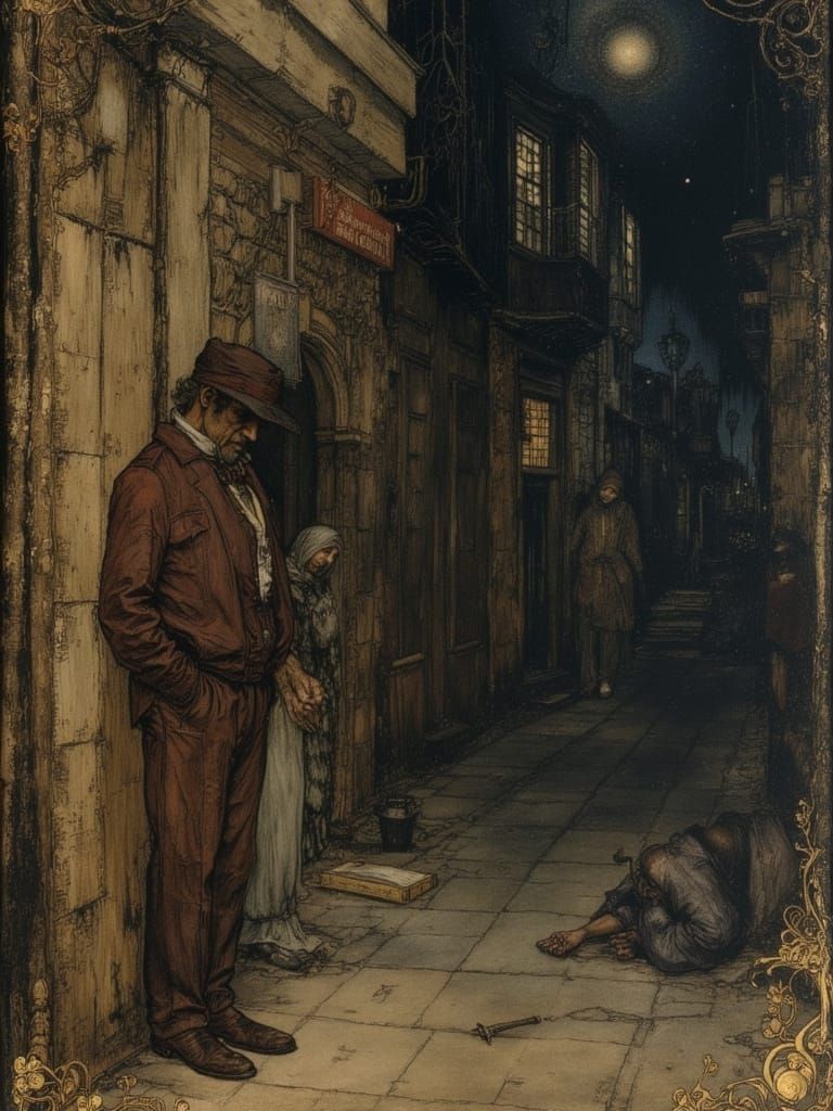 Cockney Pickpocket in Art Deco Impressionistic Style