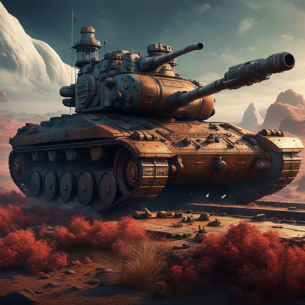 Tank Destroys Planet in Detailed Matte Painting