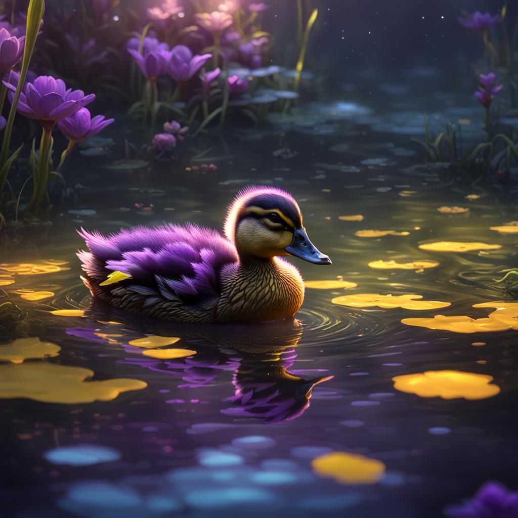 Dark Fantasy Duckling Adventure in Deep Color