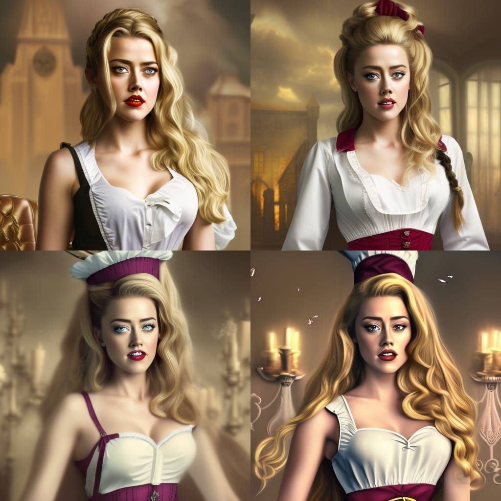 Woman in Maid Outfit: Detailed Matte Painting
