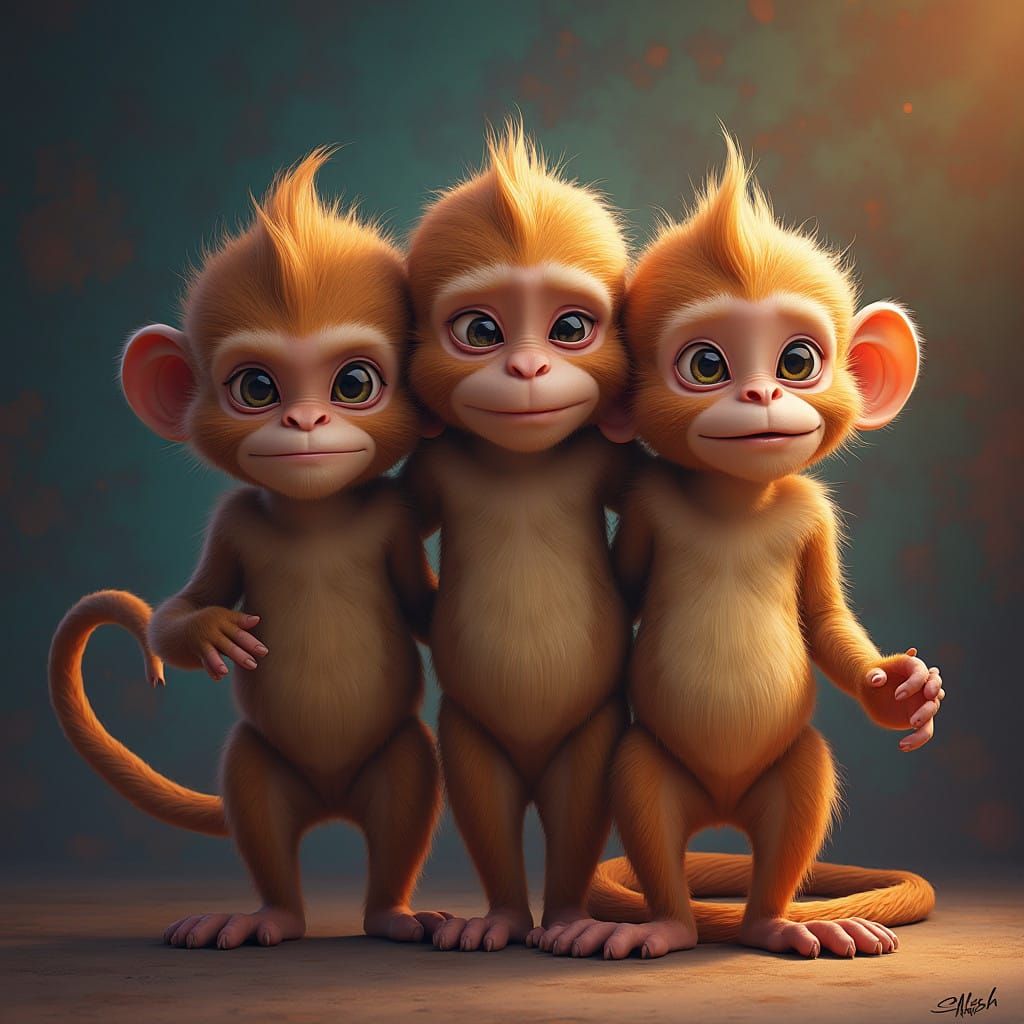 Vibrant Down Syndrome Monkeys in Dynamic Mid-Shot
