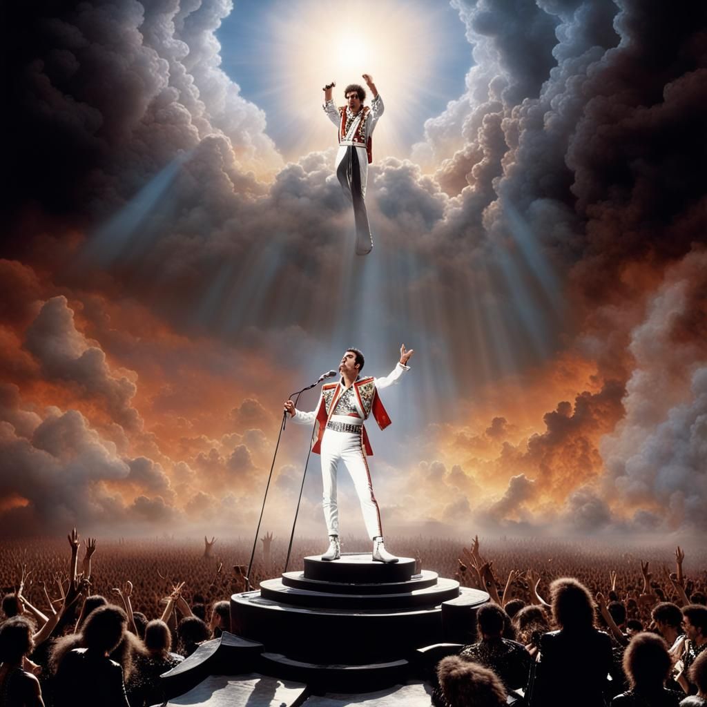Freddie Mercury Watches Queen From Heaven: Digital Painting