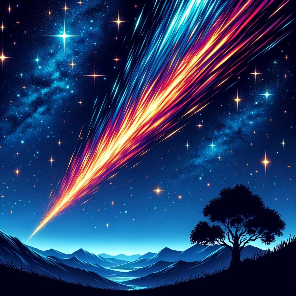 Awe-Inspiring Night Sky with Brilliant Light Streak