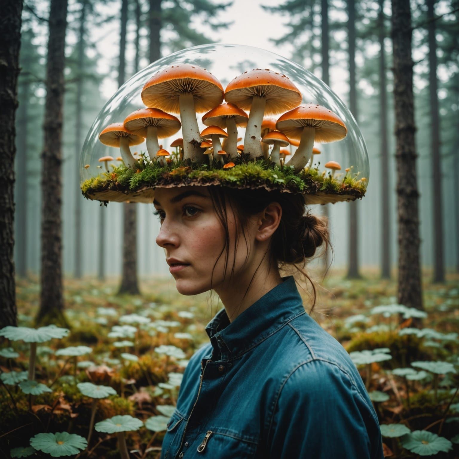 Mushrooms in Double Exposure