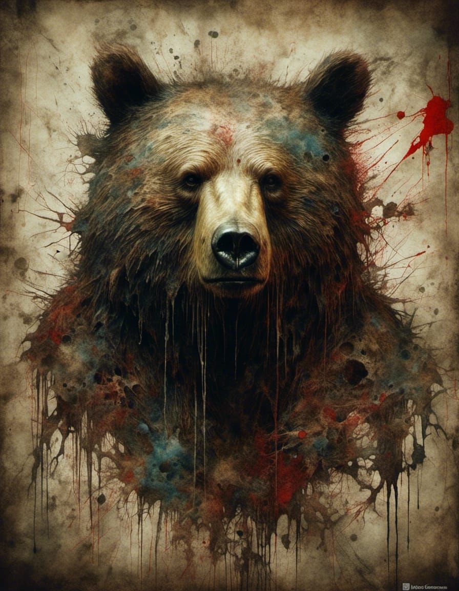 Surreal Macabre Bear in Triadic Colors