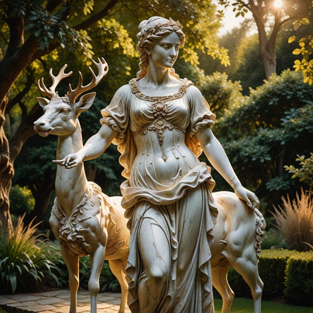 Artemis Marble Sculpture in Baroque Style