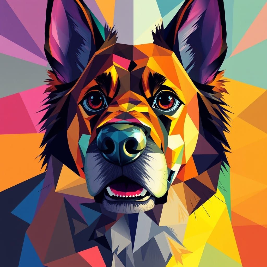 Vibrant Cubist Portrait of a Blop in Neo-Cubist Style