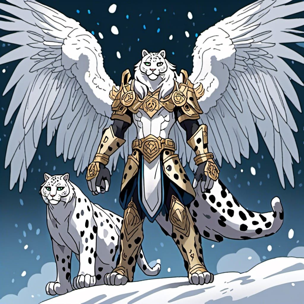 Anthropomorphic Snow Leopard Angel Concept Art