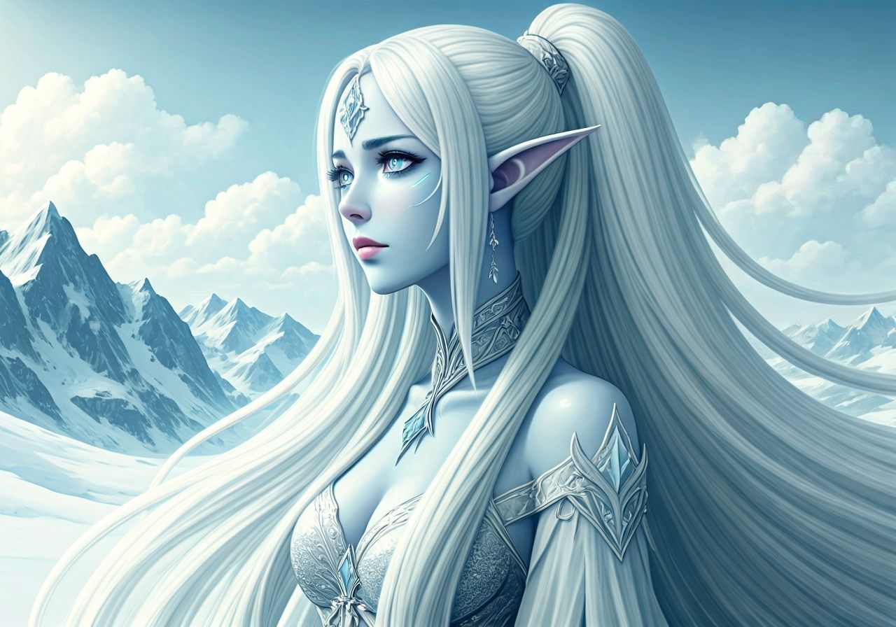 Ice Elf Melancholy in Anime Style
