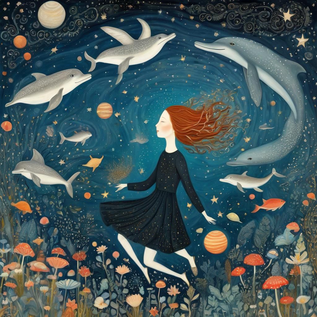 Galactic Dreamscape: Whimsical Illustration of Infinite Cons...