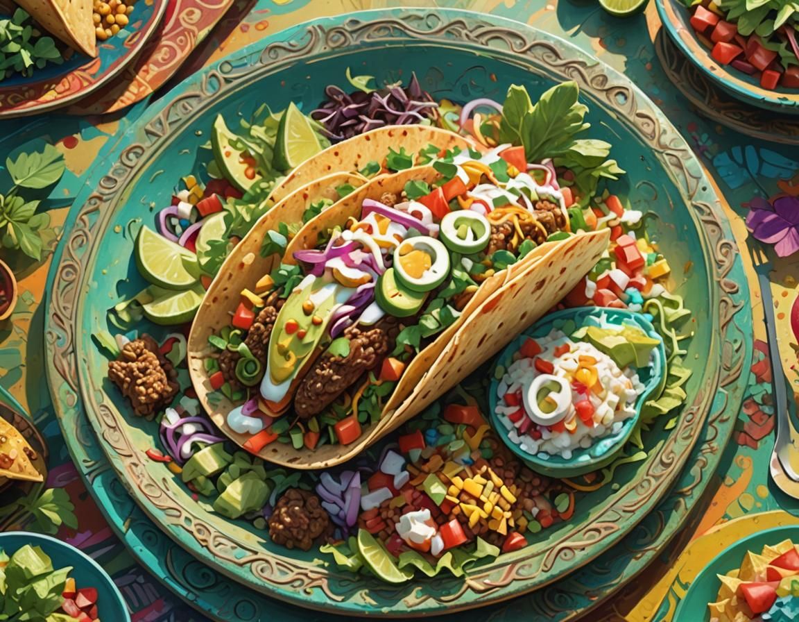 Exotic Hawaiian Taco Fantasy Digital Illustration