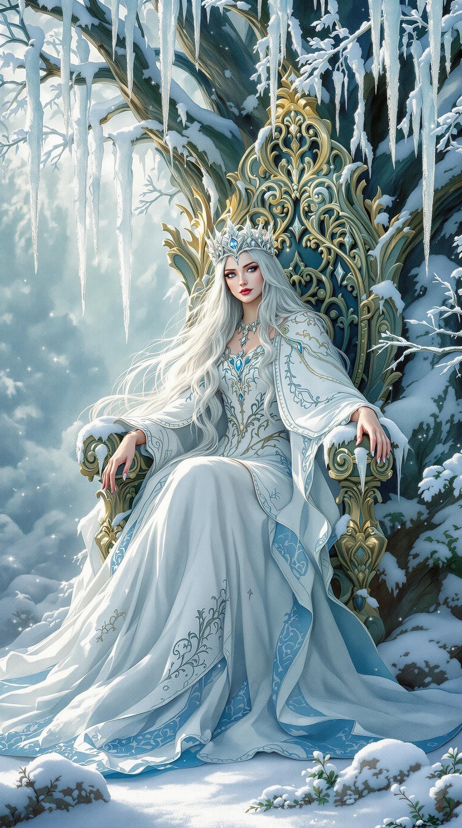 Majestic Mother Christmas in Whimsical Watercolor Style