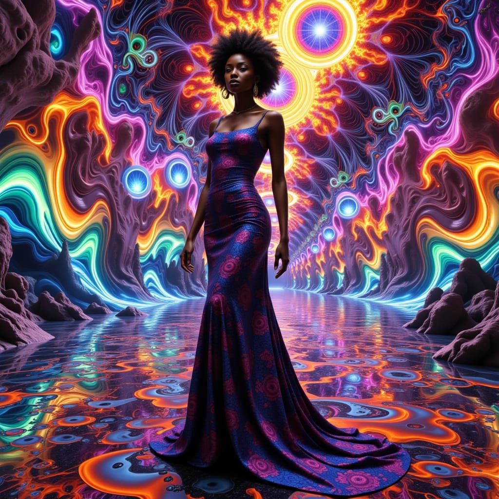 Mystical African Beauty in Futuristic Dreamscape