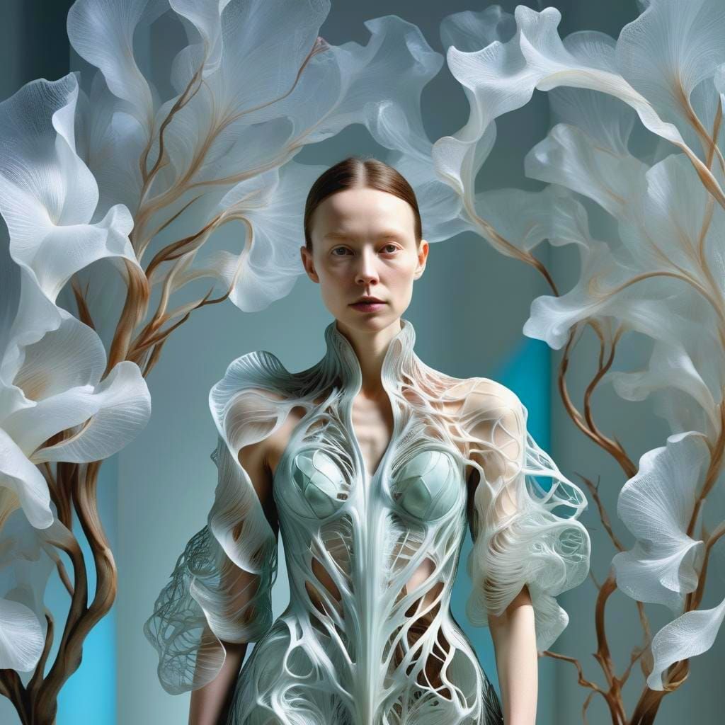 Luminous Edwardian Fashion Portrait in Floral Style