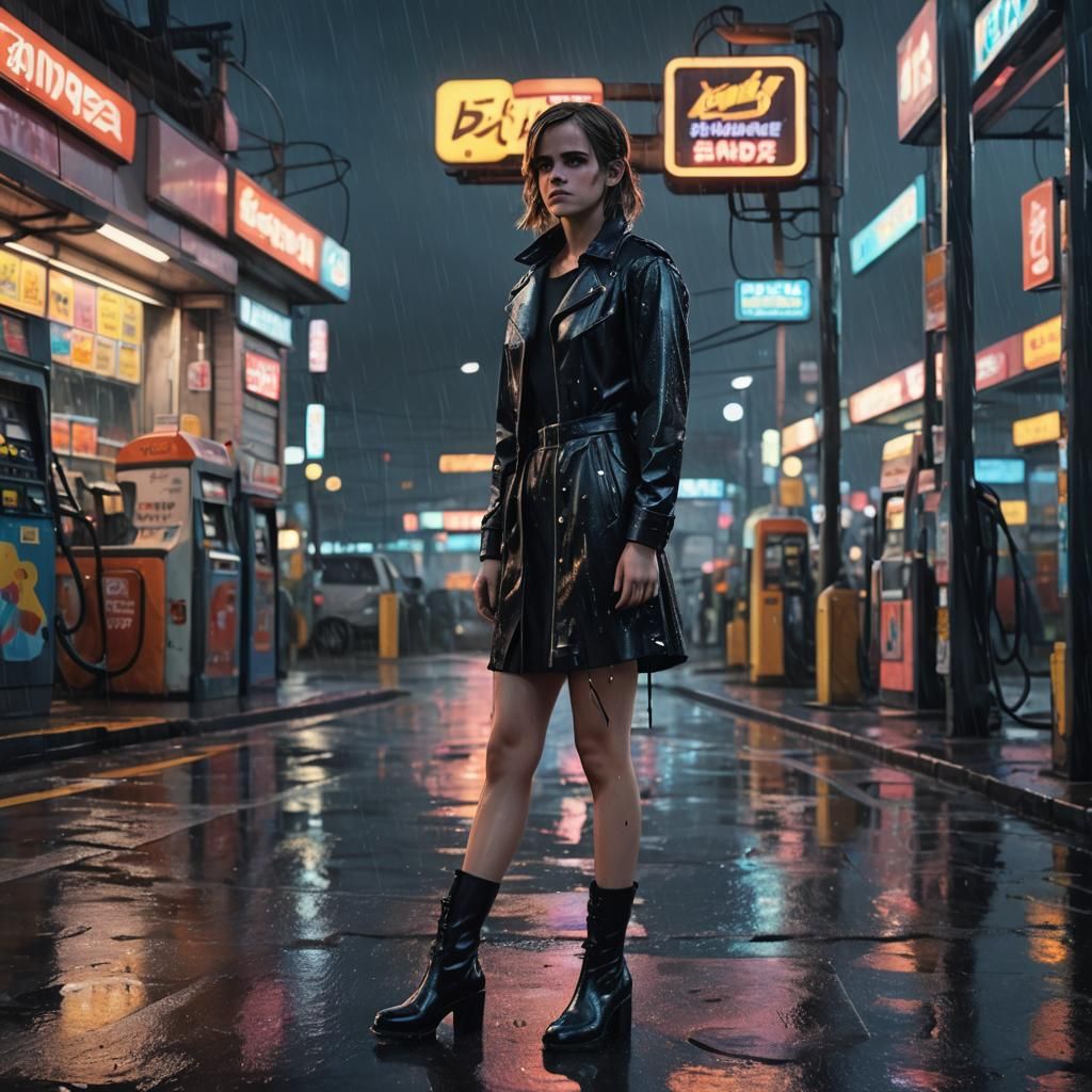 Emma Watson as Boot Goddess in Noir Anime Art