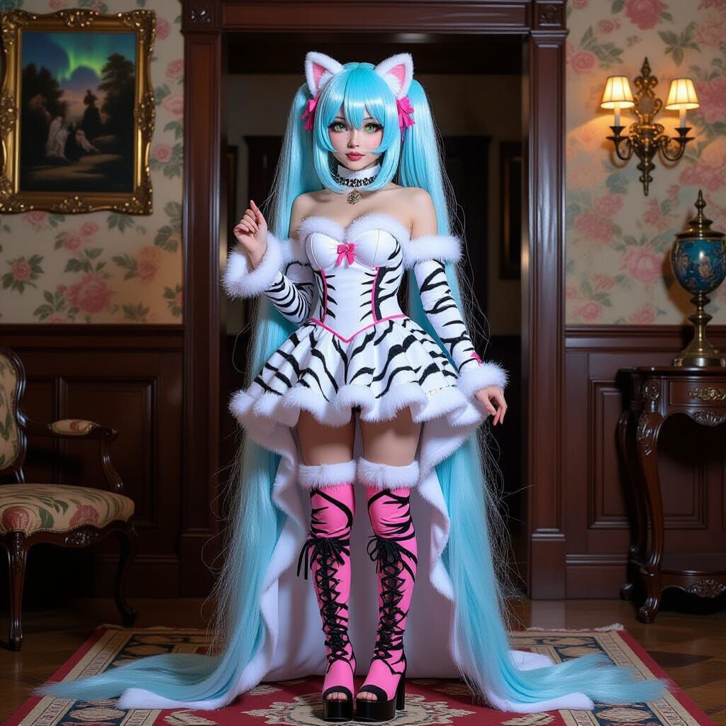Cosplayer in Furry Costume with Platform Boots