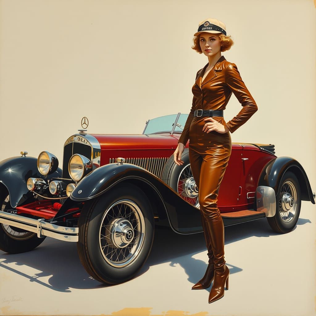 1934 Mercedes Benz 500K: Vintage Auto Racing Art
