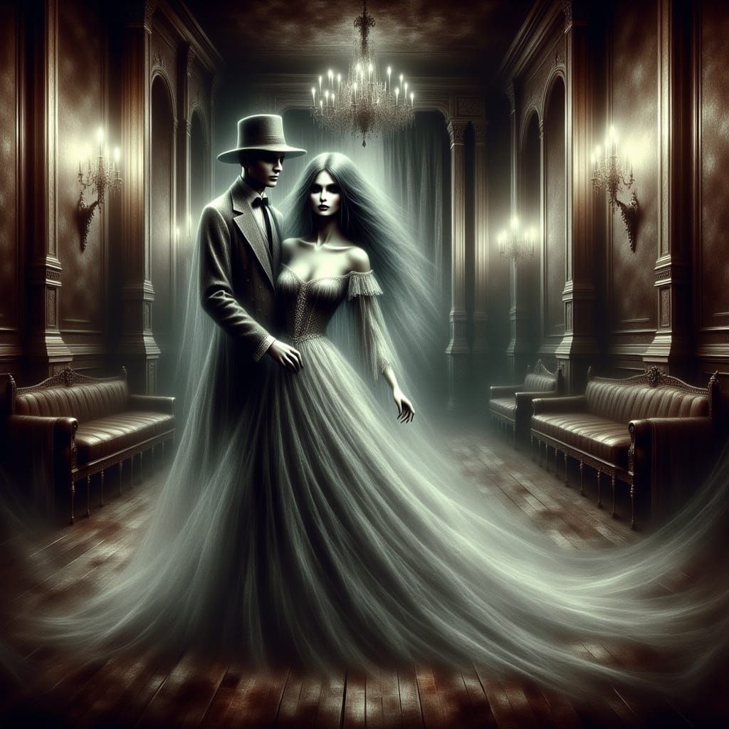 Ghostly Ballroom Dancers in Decaying Dance Hall