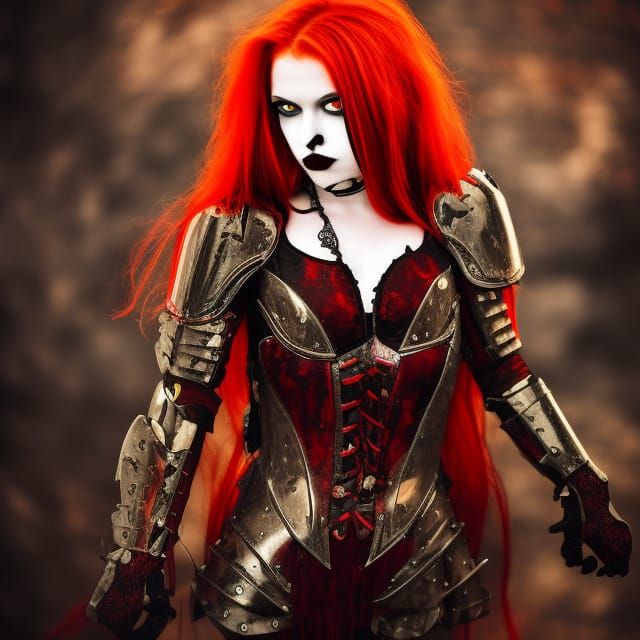 Armored Vampire with Glowing Eyes in Fantasy Style