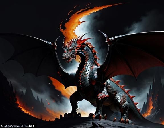 Fiery Dragon in Dynamic Fantasy Art Style
