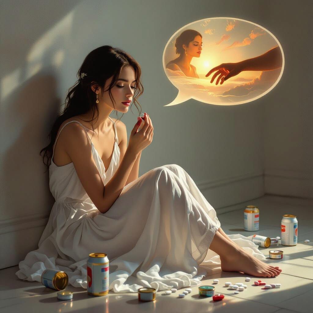 Dreamy Trance: Woman Lost in Daydreams