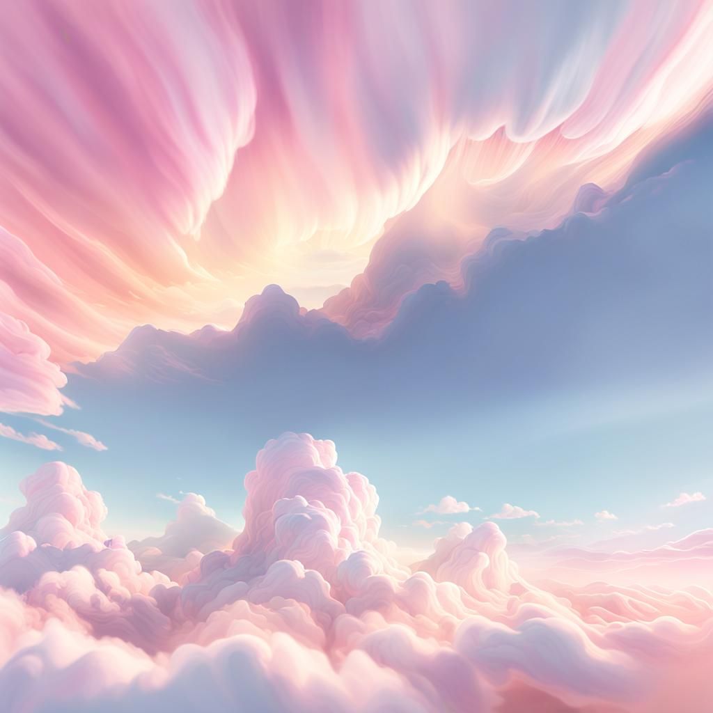 Dreamy Pastel Cloudscape in Digital Art