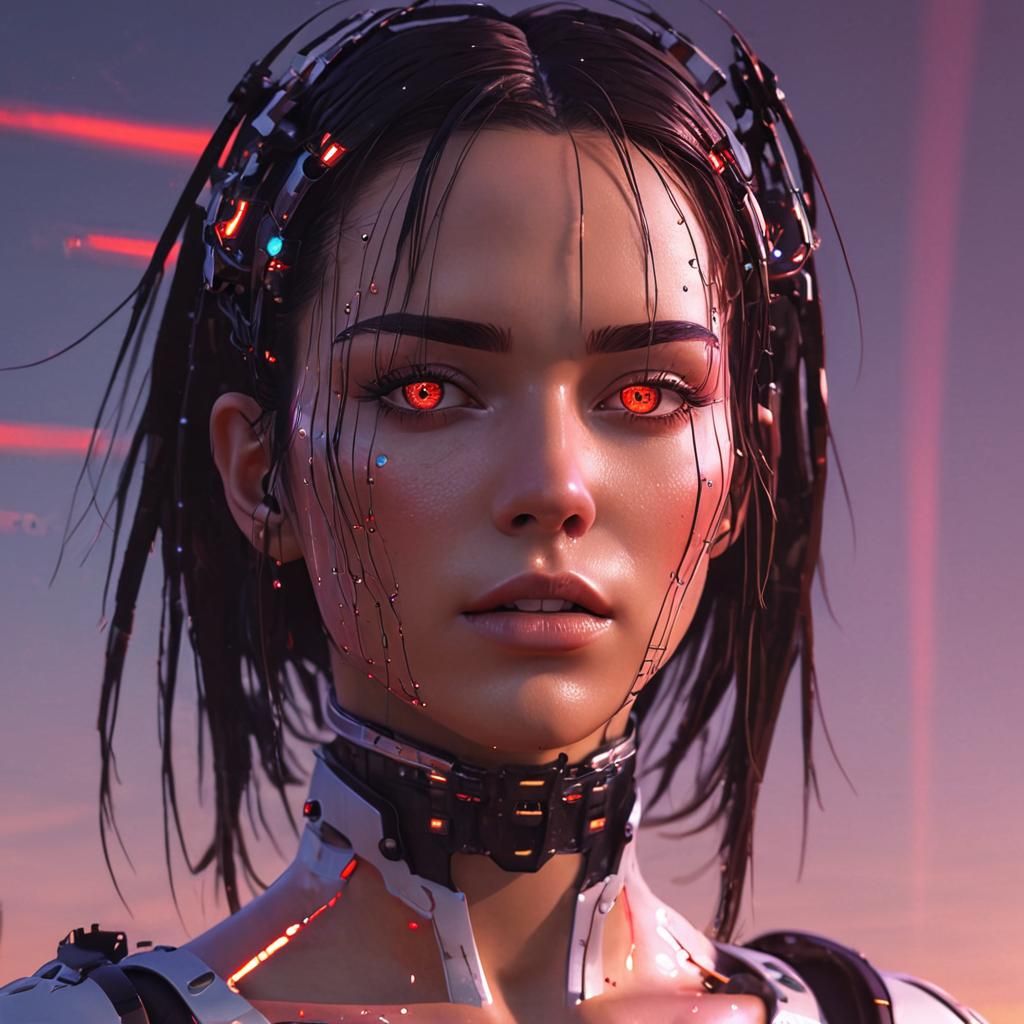 Glitching Android in Melting Sci-Fi World