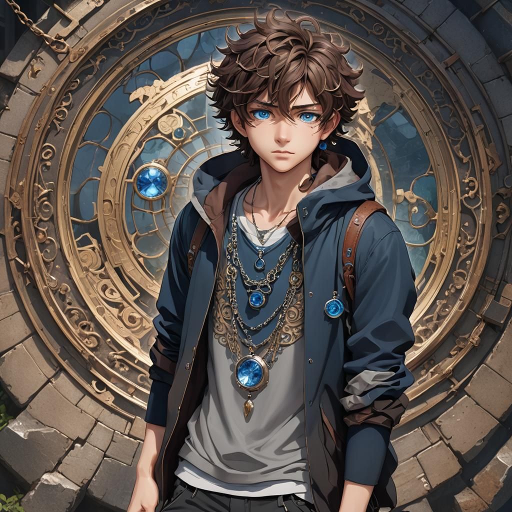 Anime Boy with Silver Necklace