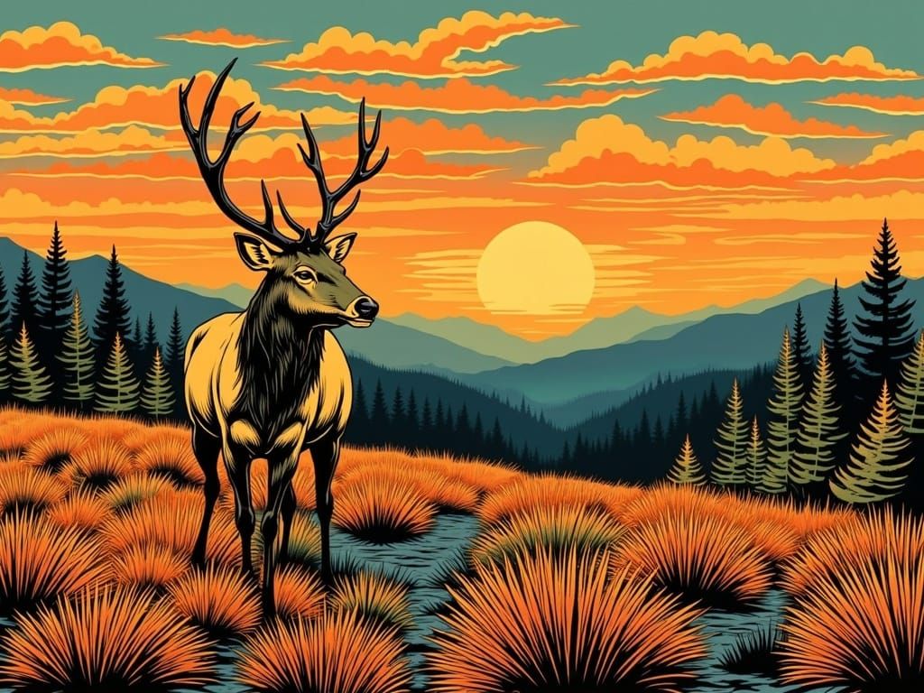 Vibrant Sunset Goddess in Alpine Meadow