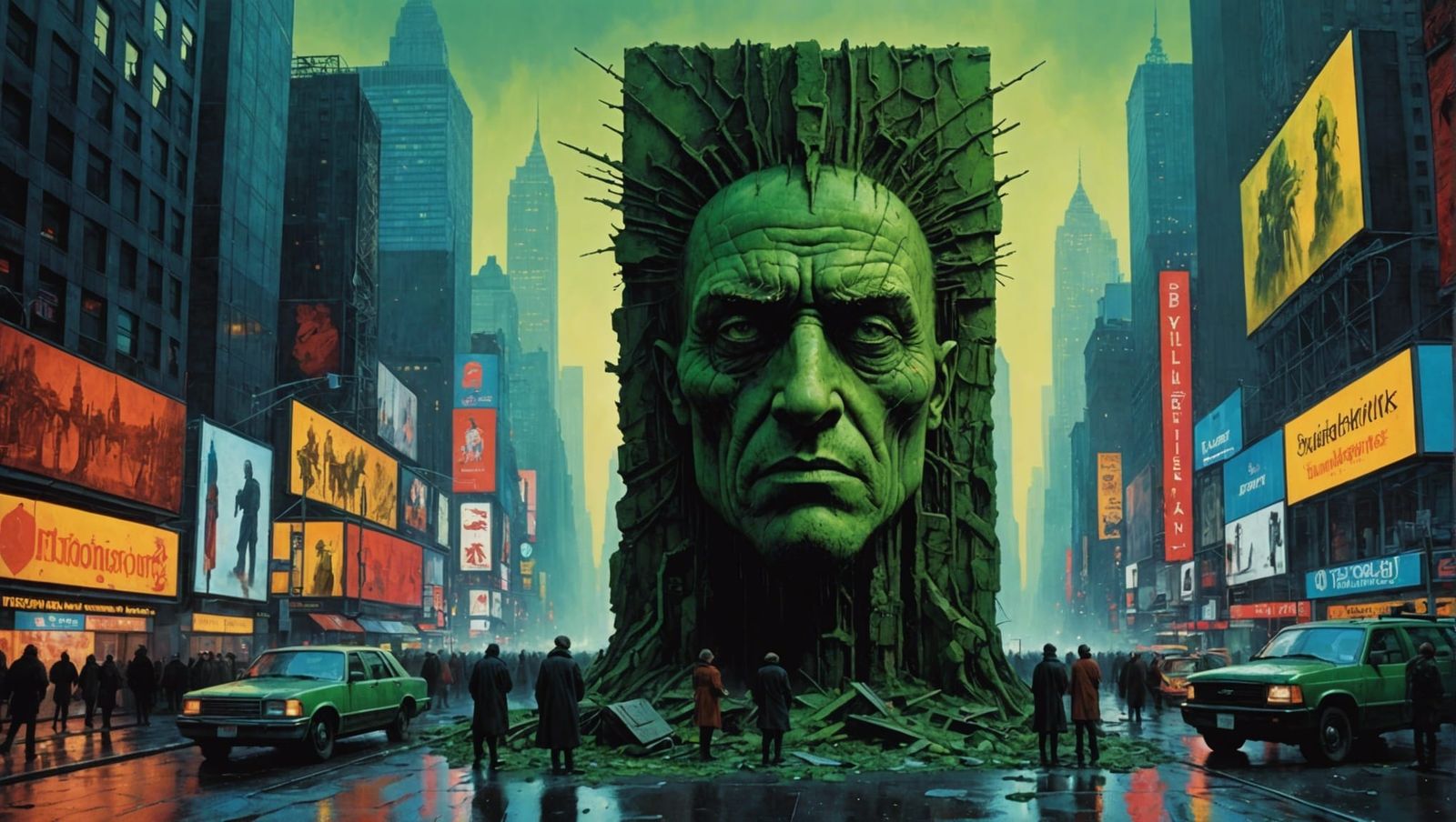 Dystopian Monolith Emerges in Times Square: Digital Art