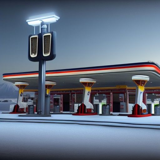 Arctic Gas Station in Dieselpunk Style