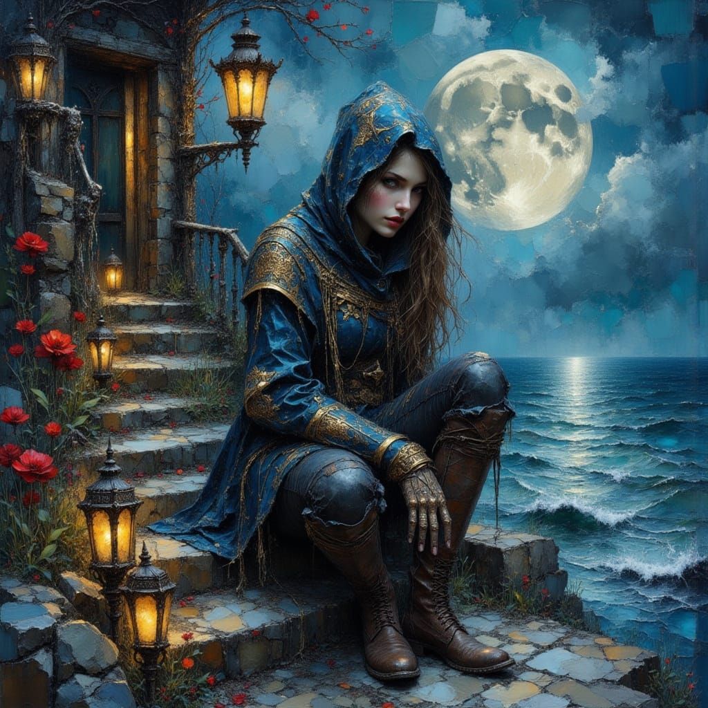 Mysterious Assassin in Oil Painting Style