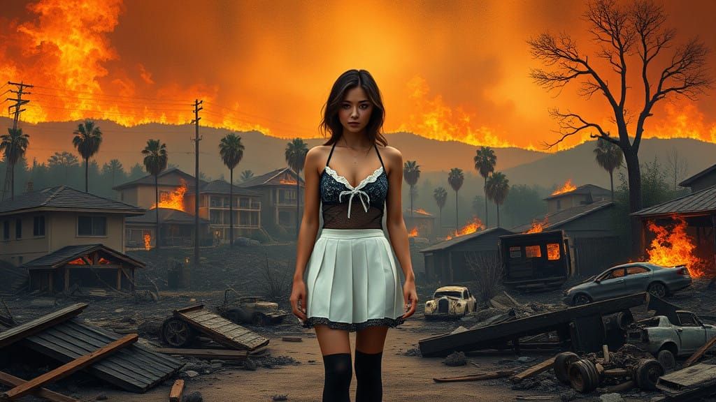 Desolate Apocalypse in a Burnt Pacific Palisades